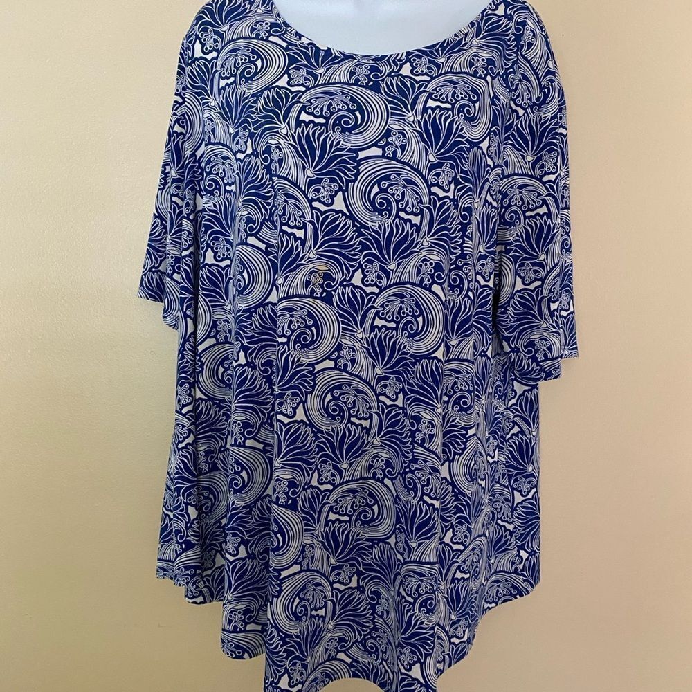 Chico’s Plus Blue and White Floral Women's Top